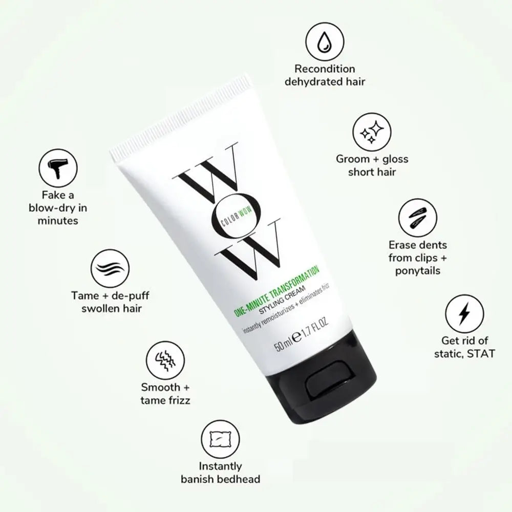 COLOR WOW 1 Minute Transformation - Haarcreme mit Avocadoöl, die hilft, krauses, trockenes, dehydriertes und raues Haar sofort zu regenerieren und in nur einer Minute für ein glattes Aussehen sorgt! - 50 ml