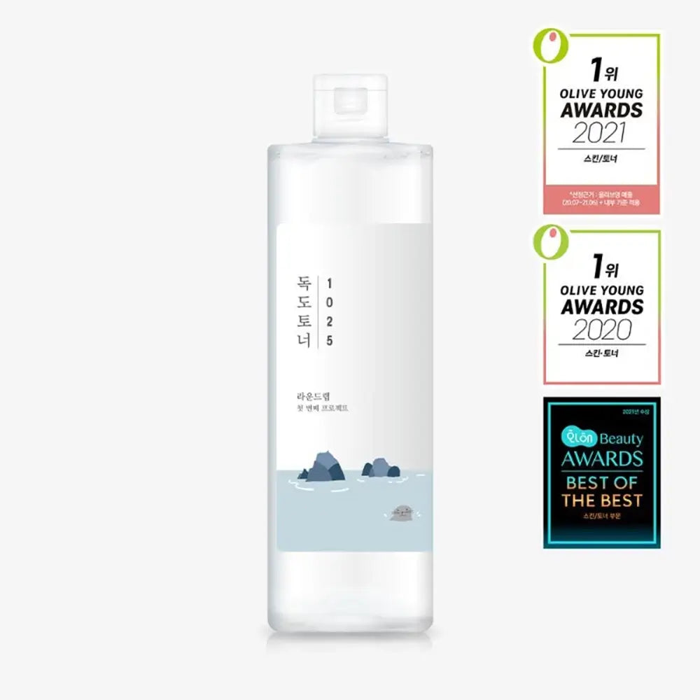 ROUND LAB 1025 Dokdo Toner - Gesichtswasser mit Tiefseewasser und Panthenol zur sanften Hautpeeling und Sebumkontrolle - 500 ml
