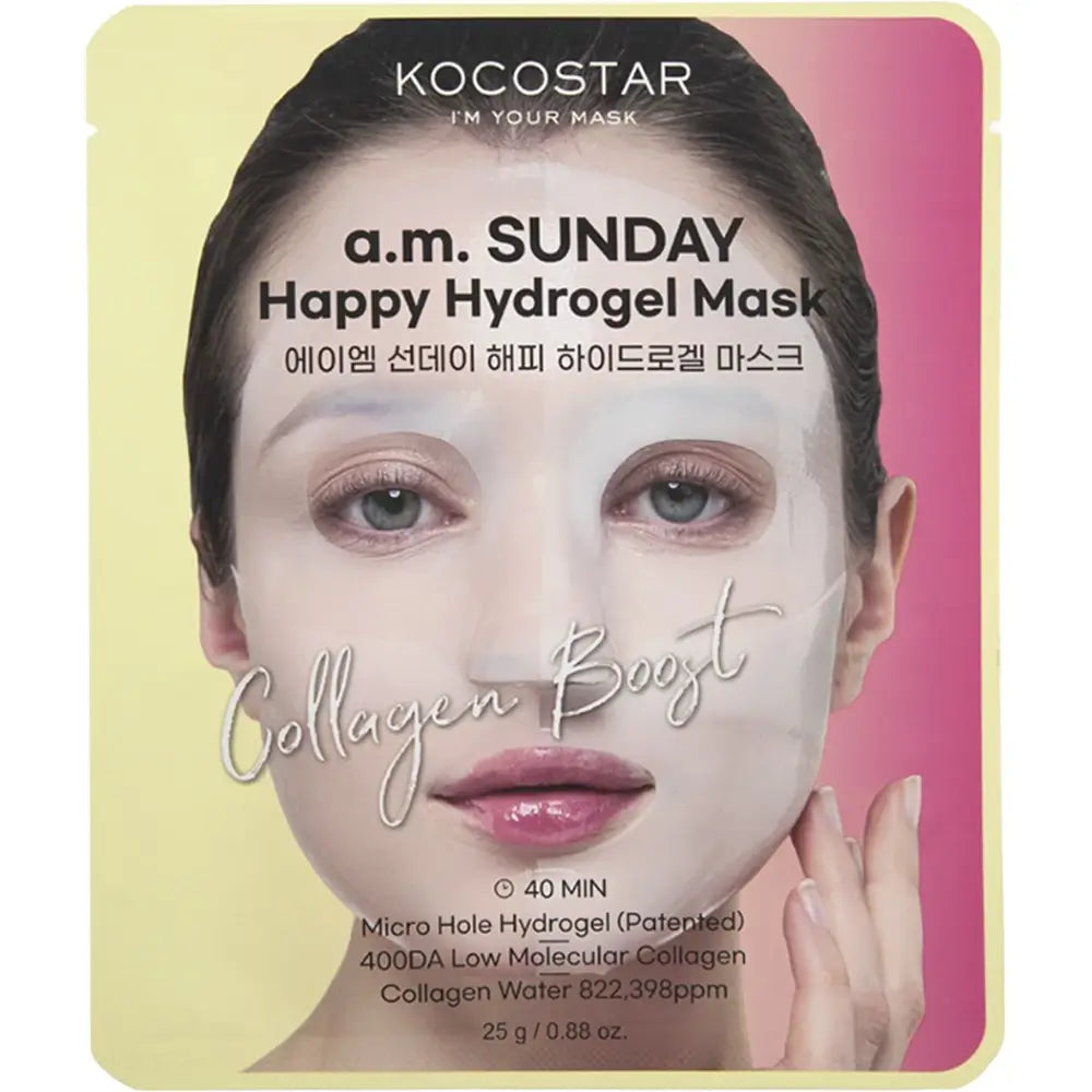 KOCOSTAR A.M Sunday Happy Mask Hydrogel - Gesichtsmaske mit Hyaluronsäure und Panthenol zur Feuchtigkeitspflege der Haut und zur Erhaltung des Hautkomforts - 25 g