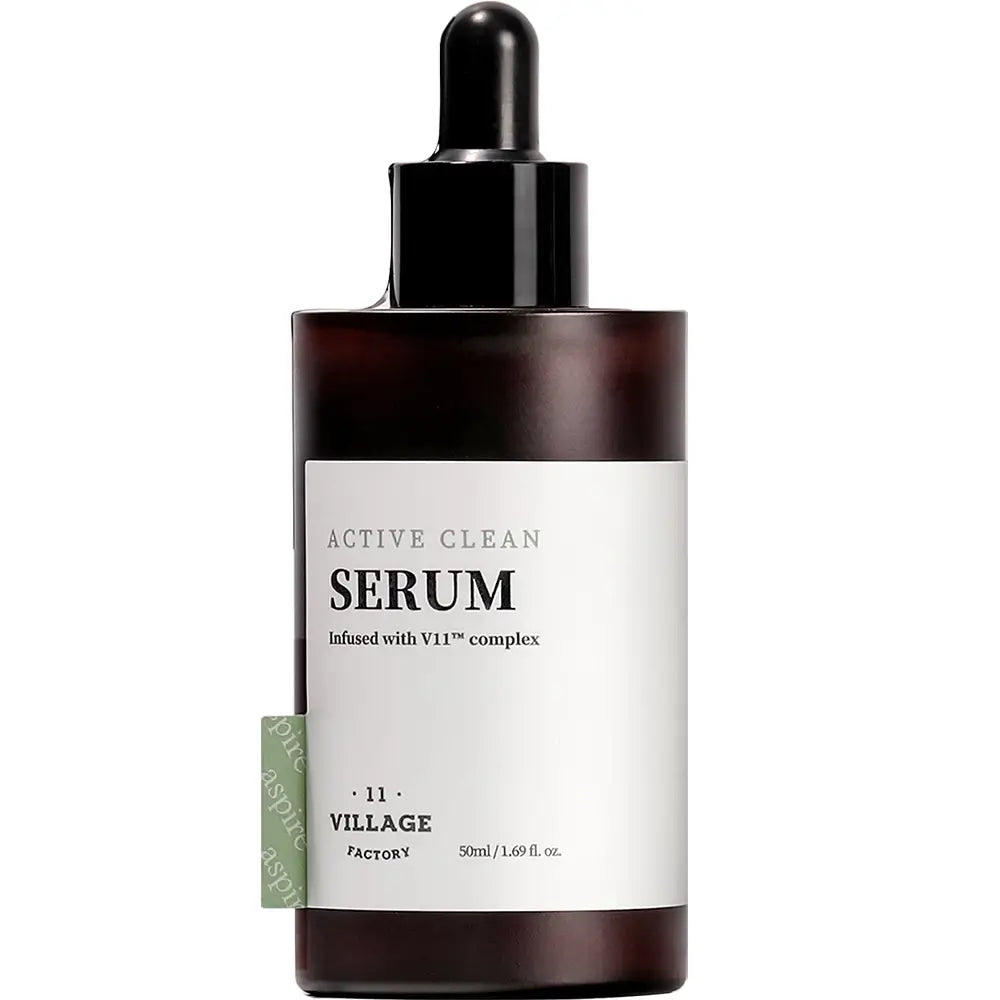VILLAGE 11 FACTORY Active Clean Serum - Gesichtsserum mit Glykolsäure und Milchsäure, das zu einem sanften Peeling der Haut beiträgt und ein strahlendes Aussehen bewahrt - 50 ml