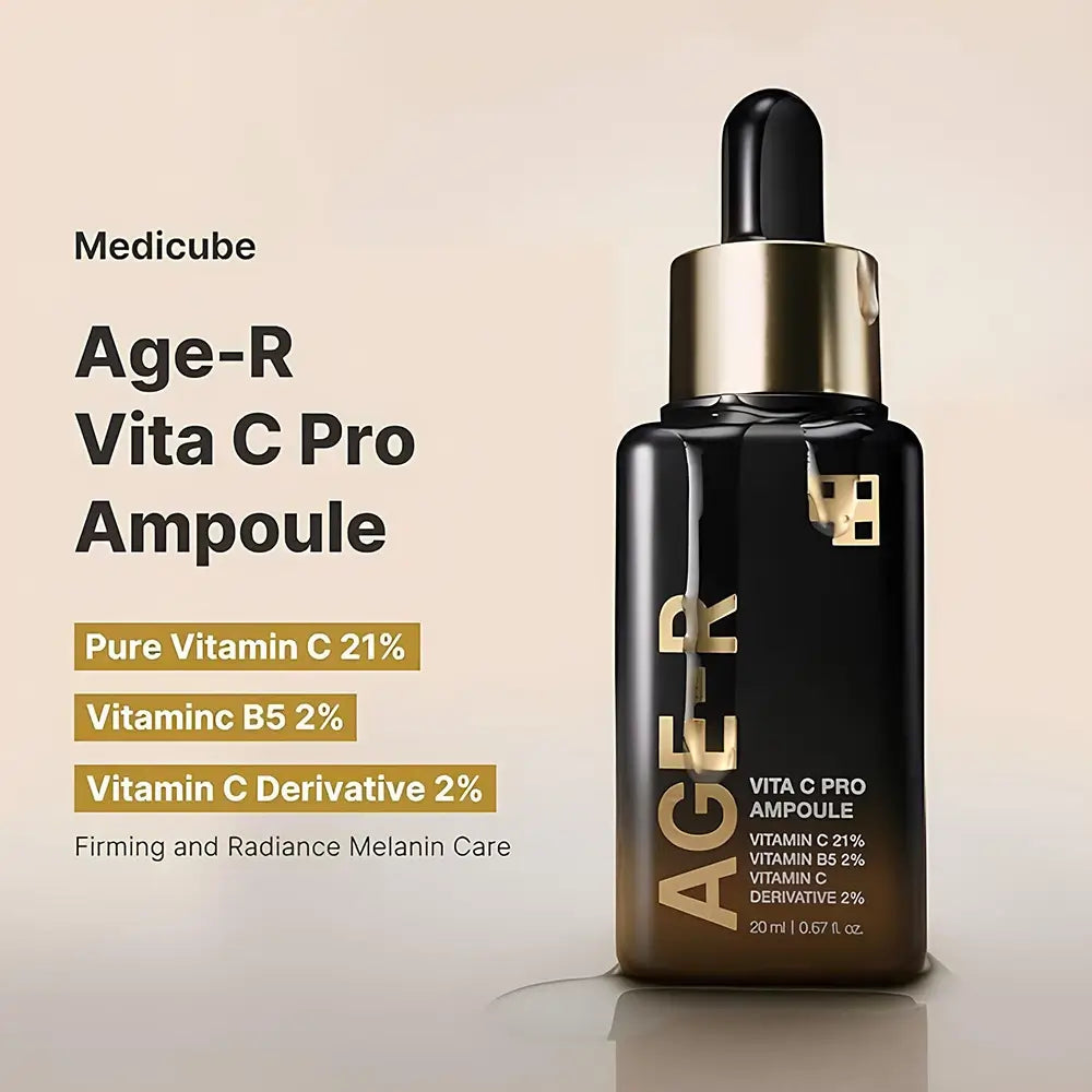 MEDICUBE Age-R Vita C Pro Ampoule - Gesichtsserum mit reinem Vitamin C und Panthenol zur Reduzierung von Pigmentflecken und zur Aufrechterhaltung der Hautfeuchtigkeit - 20 ml