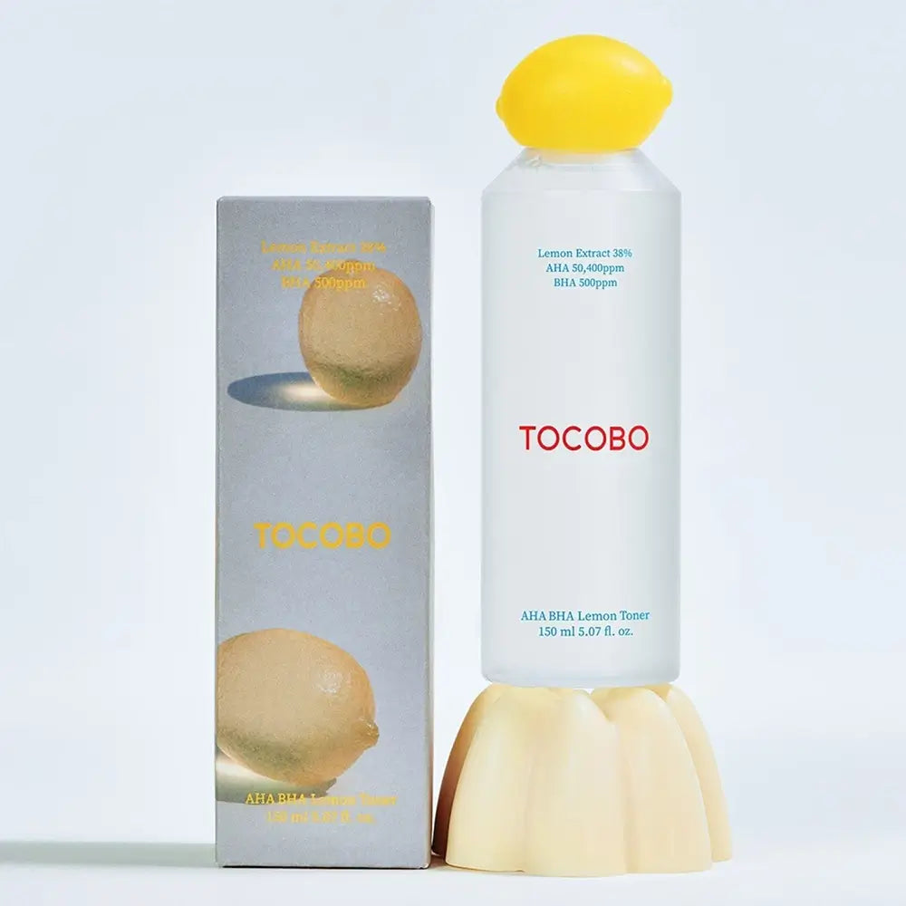 TOCOBO AHA BHA Zitrone - Gesichtswasser mit AHA Alpha-Hydroxysäure und BHA Beta-Hydroxysäure, das zur sanften Peeling abgestorbener Hautzellen, zur Entfernung von Unreinheiten und zur Verbesserung der Hautstruktur beiträgt - 150 ml
