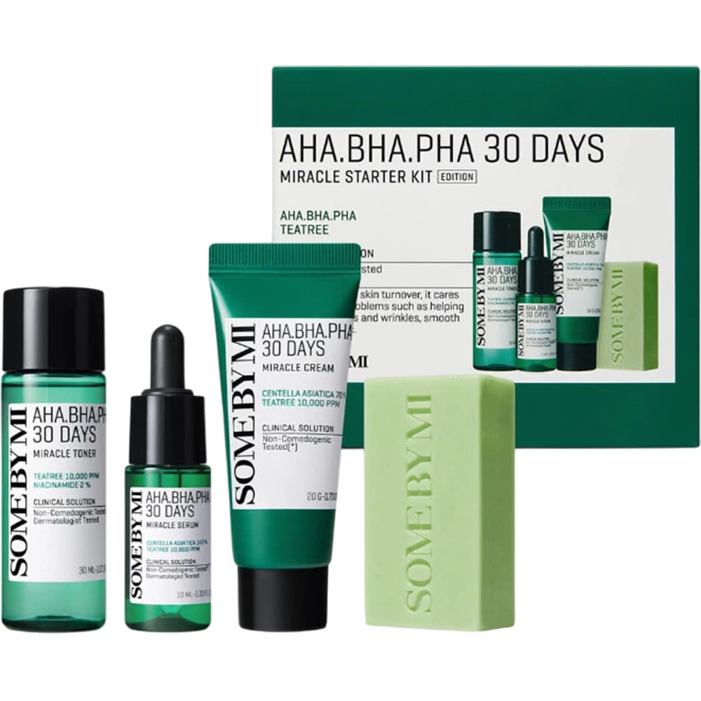 SOME BY MI AHA BHA PHA 30 Tage Wunder Starter Kit - Set mit Salicylsäure und Teebaumöl zur sanften Entfernung abgestorbener Hautzellen und zur Aufrechterhaltung des Hautgleichgewichts