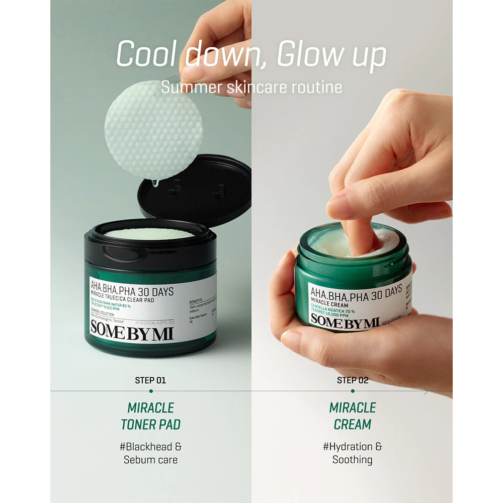SOME BY MI Aha-Bha-Pha 30 Tage Wunderklares Pad - Peeling-Pads mit AHA und BHA, die zur sanften Exfoliation und Porenreinigung beitragen - 70 Stk