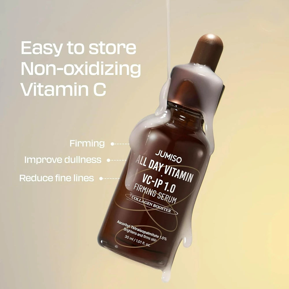 JUMISO All Day Vitamin VC-IP 1.0 Straffendes Serum - Gesichtsserum mit stabilisiertem Vitamin C (Ascorbyltetraisopalmitat) und Niacinamid zur Aufhellung des Hauttons und Reduzierung von Pigmentflecken - 30 ml