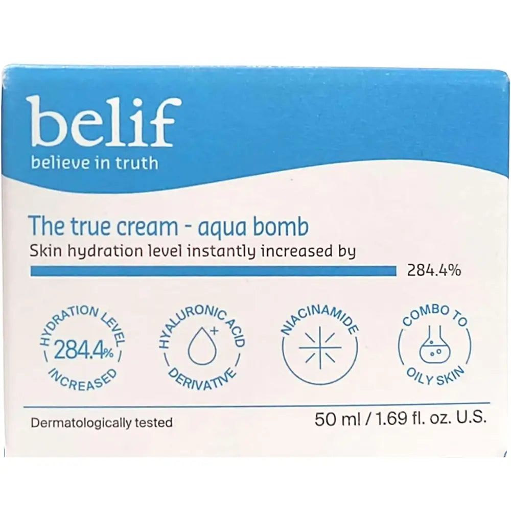 BELIF Aqua Bomb Die wahre Creme - Gesichtscreme mit Hyaluronsäure und Squalen zur Hydratisierung der Haut und zur Aufrechterhaltung des Gleichgewichts zwischen Wasser und Talg - 50 ml