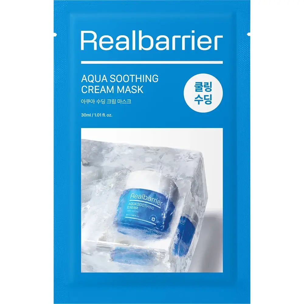 REAL BARRIER Aqua Soothing Feuchtigkeitsmaske – Gesichtsmaske mit Hyaluronsäure und Ceramiden zur Linderung von Rötungen und Reizungen – 30 ml