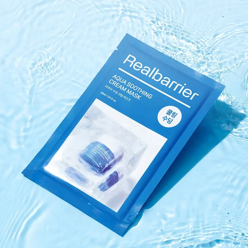 REAL BARRIER Aqua Soothing Feuchtigkeitsmaske – Gesichtsmaske mit Hyaluronsäure und Ceramiden zur Linderung von Rötungen und Reizungen – 30 ml