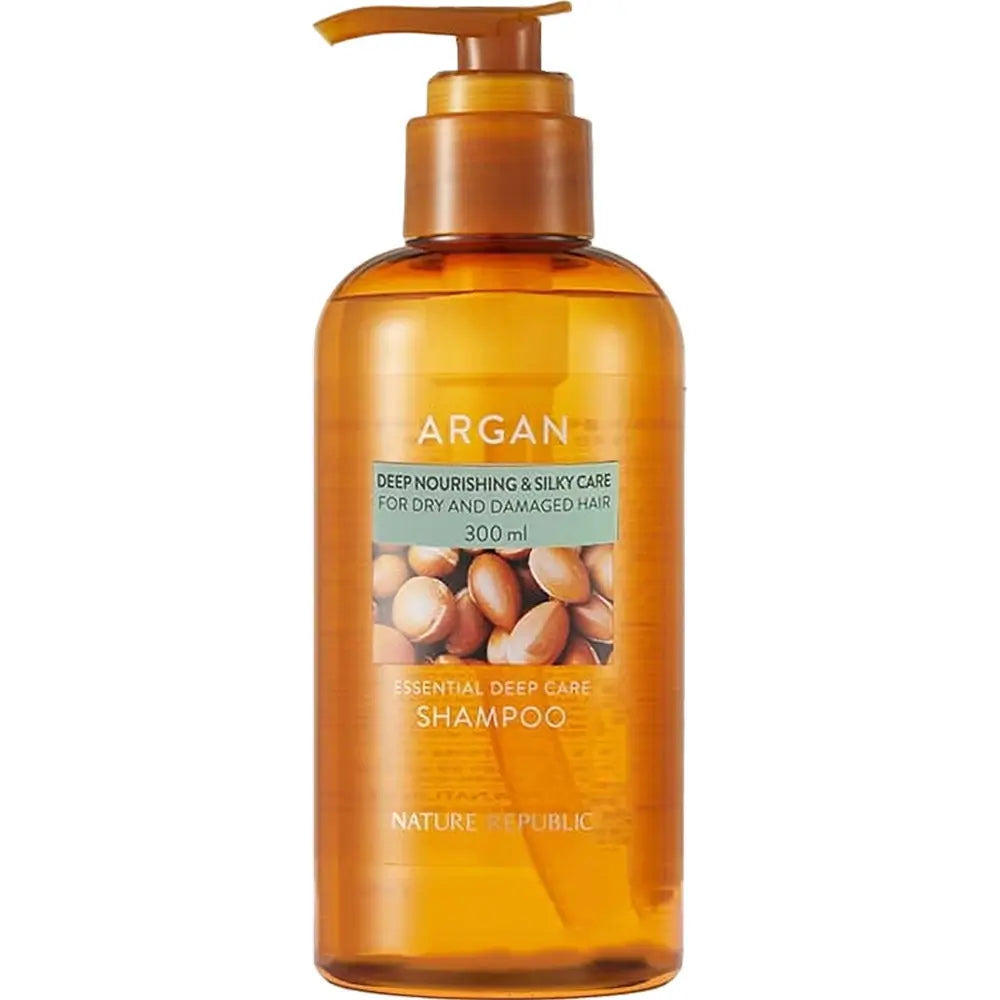 NATURE REPUBLIC Argan Essential Feuchtigkeitsspendendes Shampoo für trockenes Haar - Intensive Reparatur und Glanz, 300 ml