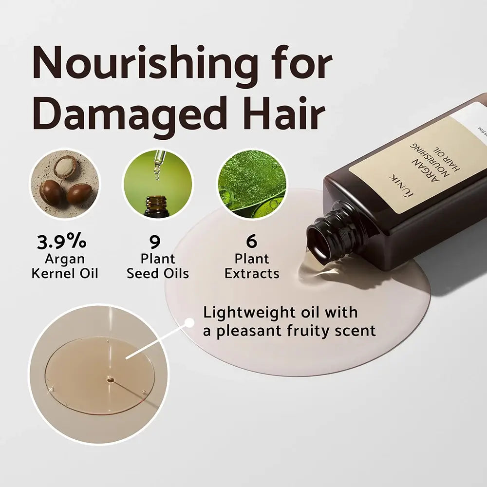 IUNIK Argan Nourishing - Haaröl formuliert mit Arganöl und pflanzlichen Ölen, das zur Hydratation des Haares und zur Erhaltung des Glanzes beiträgt - 100 ml
