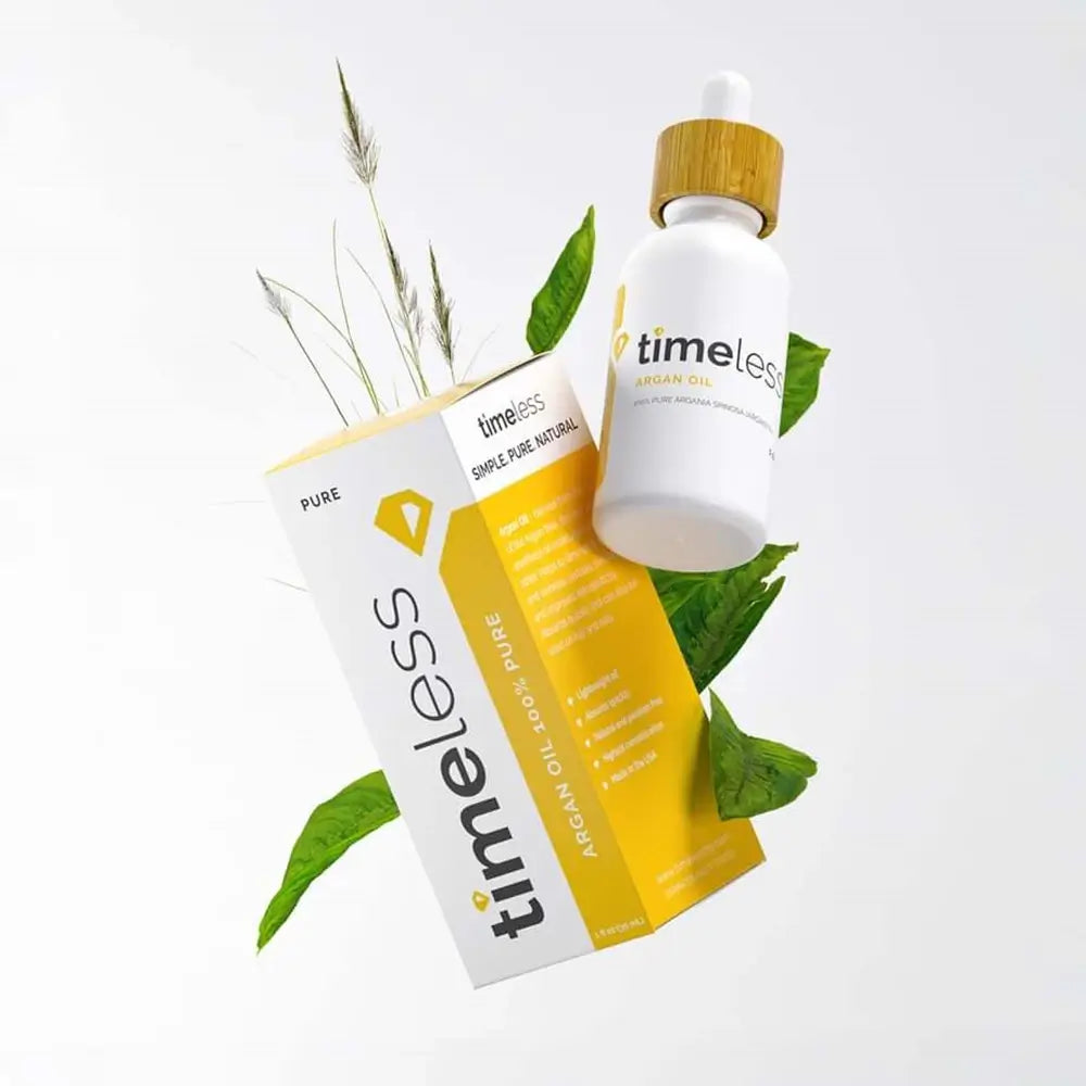 TIMELESS SKIN CARE Arganöl 100% Rein - Körperöl mit 100% reinem Arganöl und Vitamin E, das zur Nährung trockener Haut, Nägel und Haare beiträgt - 30 ml