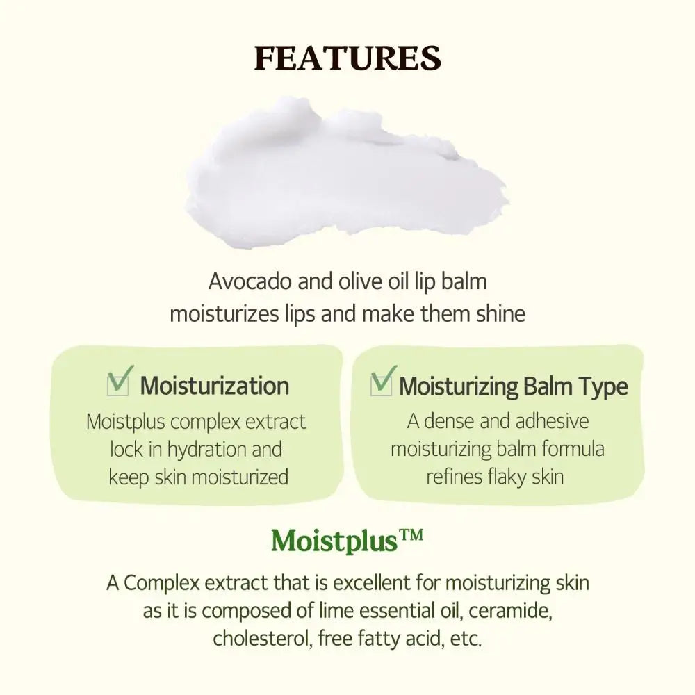 SKINFOOD Avocado & Olive - Lippenbalsam formuliert mit Avocado- und Olivenöl, das zur Befeuchtung der Lippen und zur Aufrechterhaltung des Komforts beiträgt - 12 ml