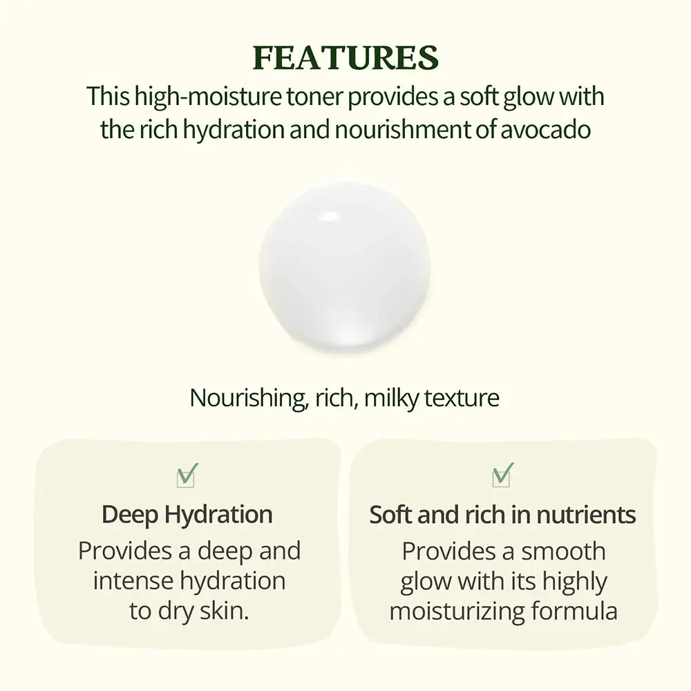 SKINFOOD Avocado Rich Toner - Gesichtswasser mit Avocado-Extrakt und Macadamiaöl für intensive Feuchtigkeitspflege - 160 ml