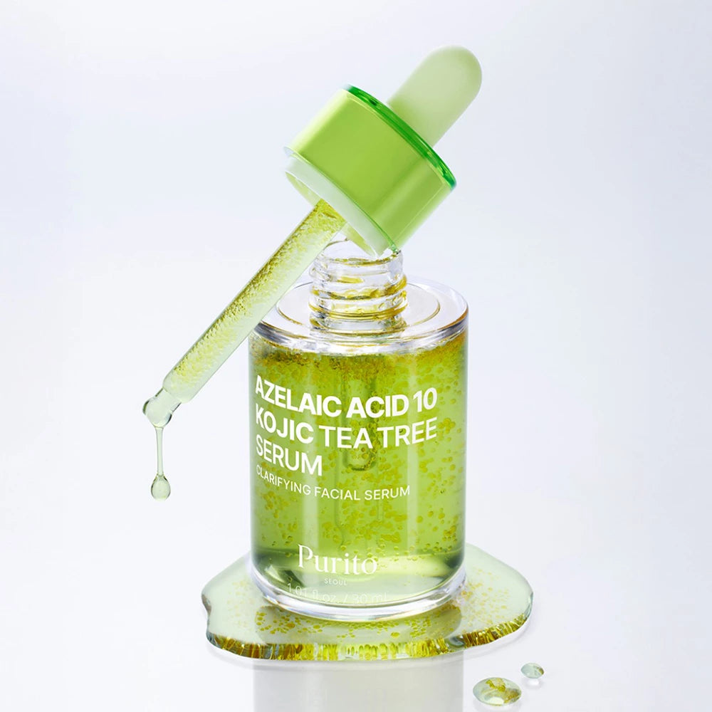 PURITO Azelainsäure 10 Kojic Teatree - Gesichtsserum mit Azelainsäure und Kojicsäure zur Reduzierung von Hautunreinheiten, Aknenarben und zur Angleichung des Hauttons - 30 ml