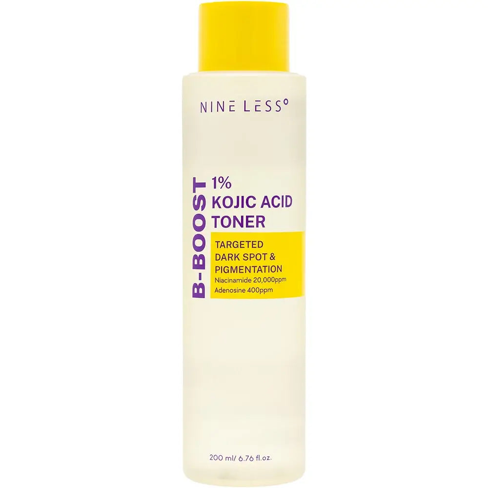 NINE LESS B-Boost 1% Kojic Acid - Gesichtswasser mit Kojicsäure und Niacinamid zur Reduzierung dunkler Flecken und Hyperpigmentierung für einen gleichmäßigen Hautton - 200 ml