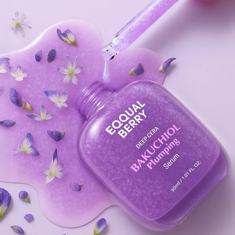 EQQUALBERRY Bakuchiol Plumping Serum - Gesichtsserum mit Bakuchiol und Hyaluronsäure zur Reduzierung feiner Linien und zur Feuchtigkeitspflege - 30 ml