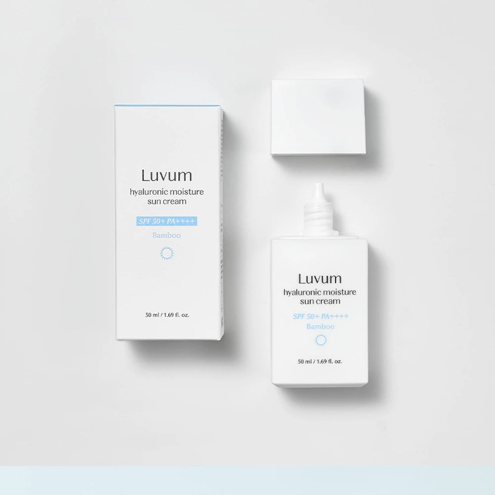 LUVUM Bambus Hyaluronsäure Feuchtigkeitscreme LSF 50+ PA++++ - Gesichtscreme mit Hyaluronsäure und Titandioxid, schützt vor UVA- und UVB-Strahlen und hält die Hautfeuchtigkeit - 50 ml