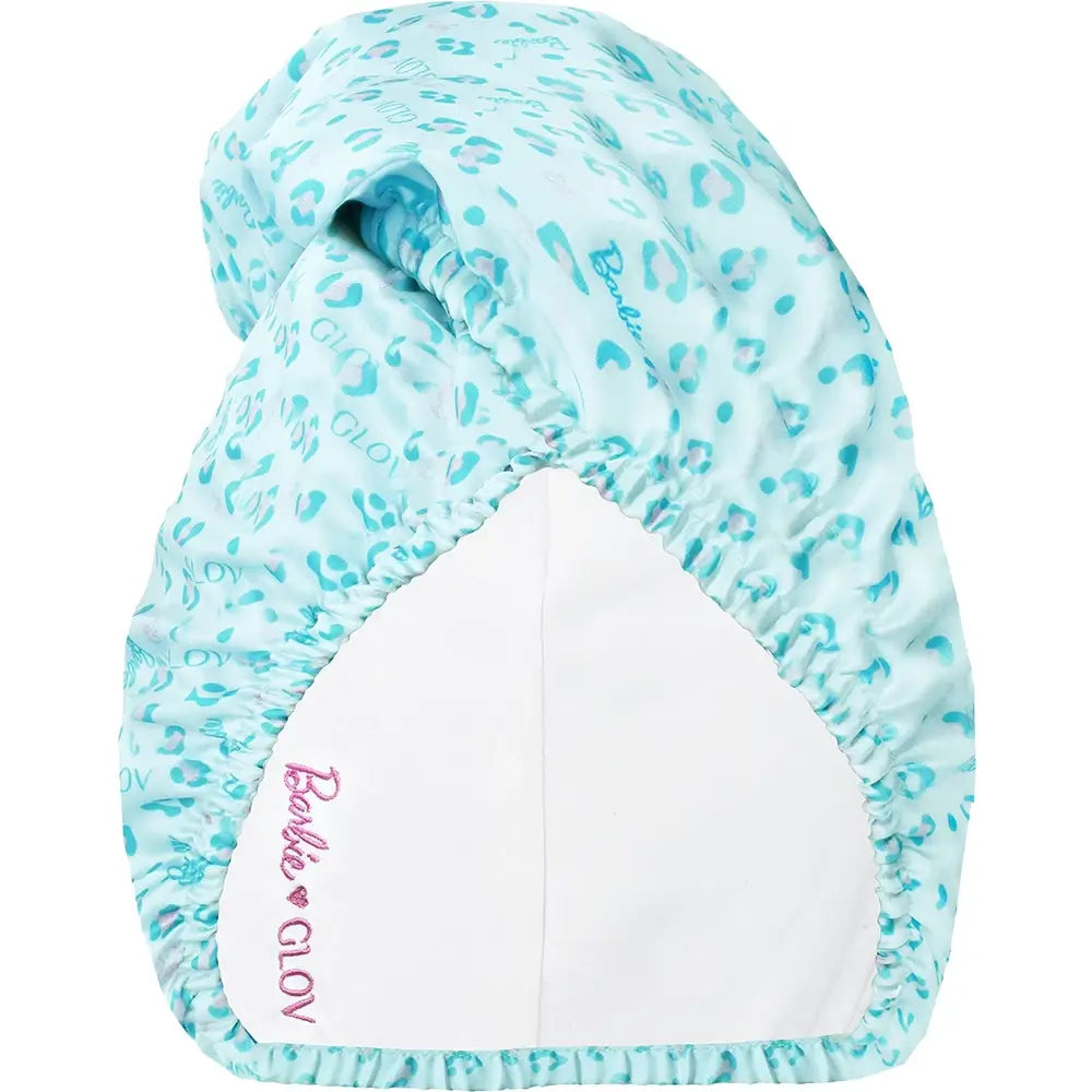GLOV Barbie - Haarhandtuch mit doppeltem Satin und superabsorbierender Mikrofaser, das hilft, überschüssige Feuchtigkeit aufzunehmen und das Haar nach dem Duschen trocken zu halten - Blau