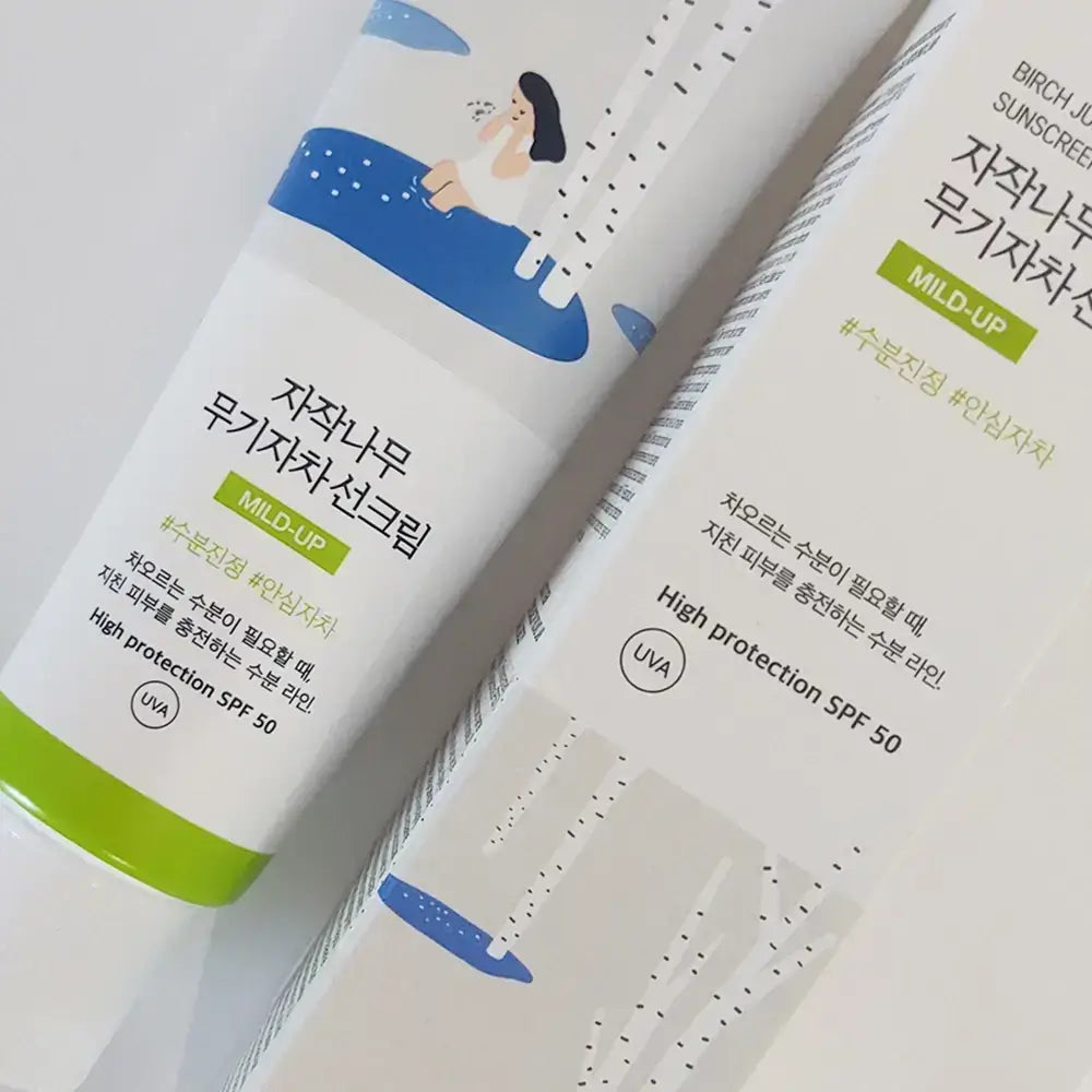 ROUND LAB Birch Juice Mild-up Sonnenschutz SPF 50 - Gesichtscreme mit Zinkoxid und Hyaluronsäure, die zum Sonnenschutz der Haut und zur Aufrechterhaltung der Feuchtigkeit beiträgt - 50 ml