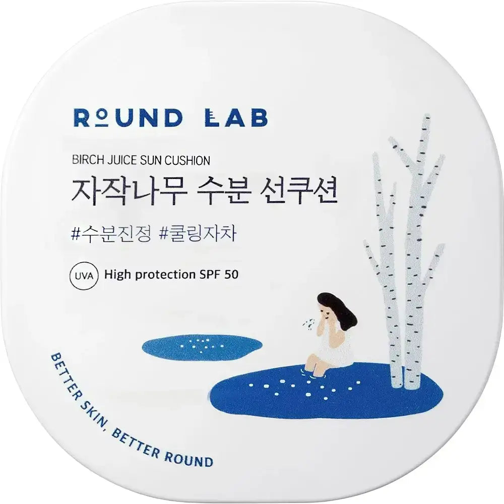 ROUND LAB Birken-Saft Feuchtigkeits-Cushion LSF 50 - Kissenformulierung mit Birkenwasser und Hyaluronsäure, die zum Sonnenschutz und zur Aufrechterhaltung der Hautfeuchtigkeit beiträgt - 15 g