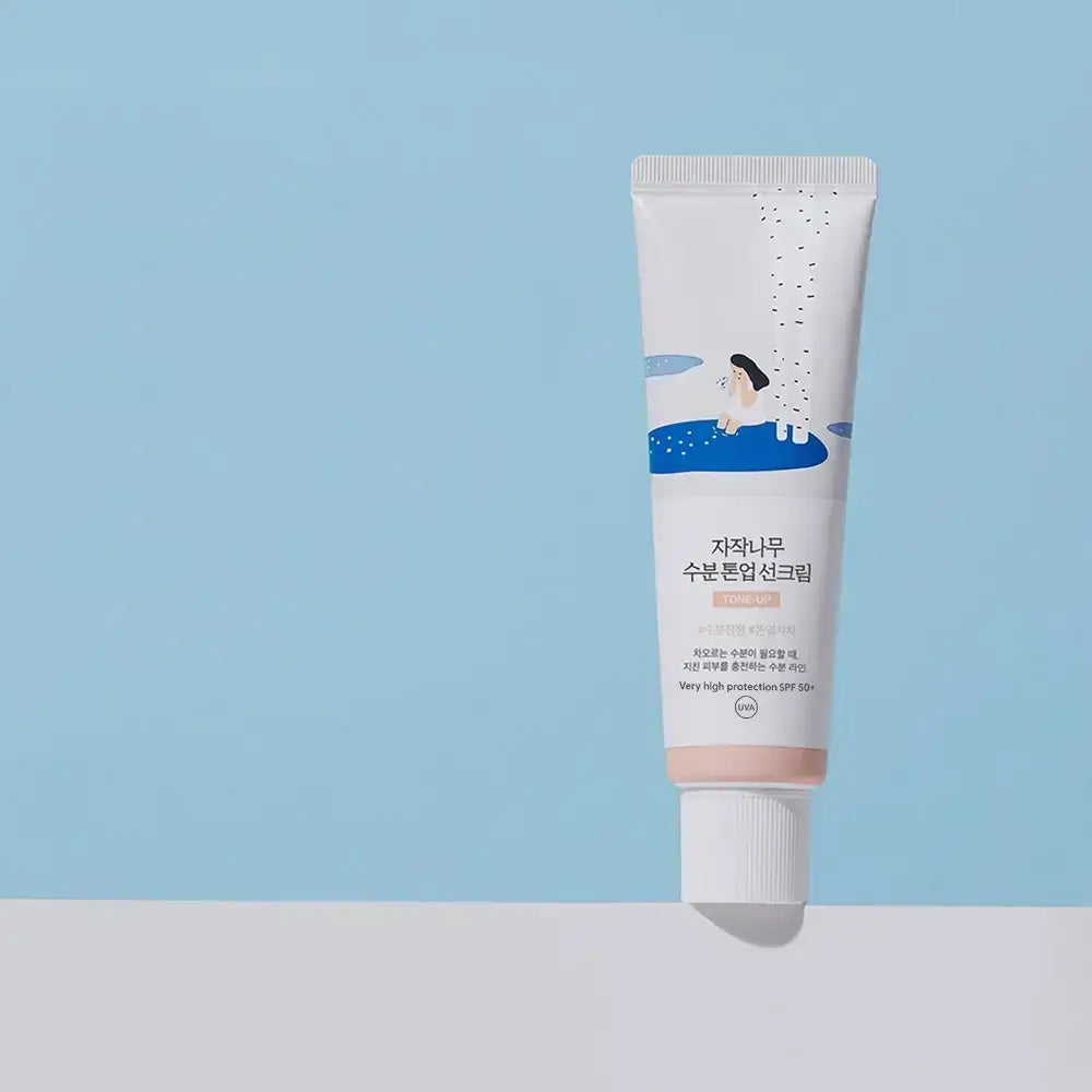ROUND LAB Birch Moisture Tone-up Sonnencreme LSF 50+ - Gesichtscreme mit Birkensaft und Niacinamid für einen ebenmäßigen Hautton und Hautkomfort - 50 ml