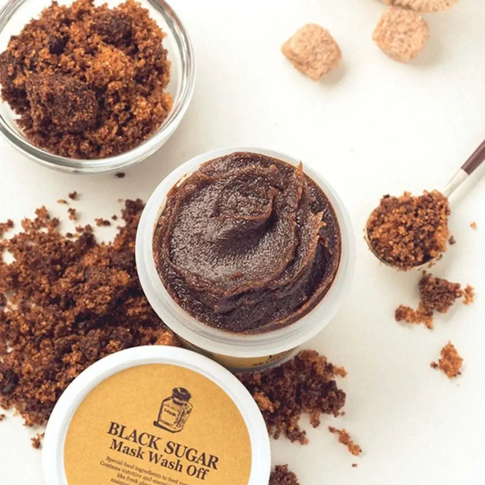 SKINFOOD Black Sugar Mask Wash Off - Gesichtsmaske zur Hauterneuerung mit brasilianischem schwarzem Zucker und Macadamia-Samenöl, 120 ml