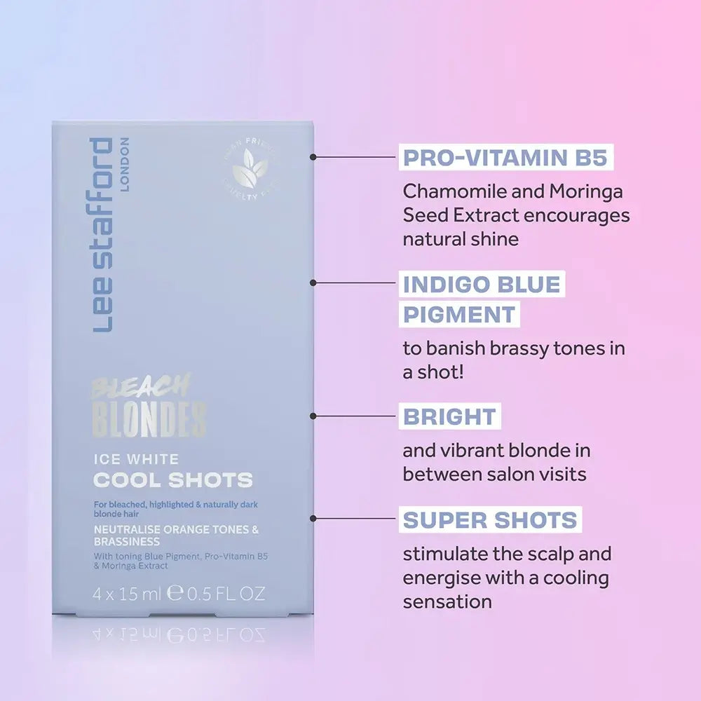 LEE STAFFORD Bleach Blondes Eisweiße Kaltspülung - Conditioner mit Moringa-Extrakt und Pro-Vitamin B5 zur Farbkorrektur von blondem Haar und zur Erhaltung kühler Töne - 4x15ml