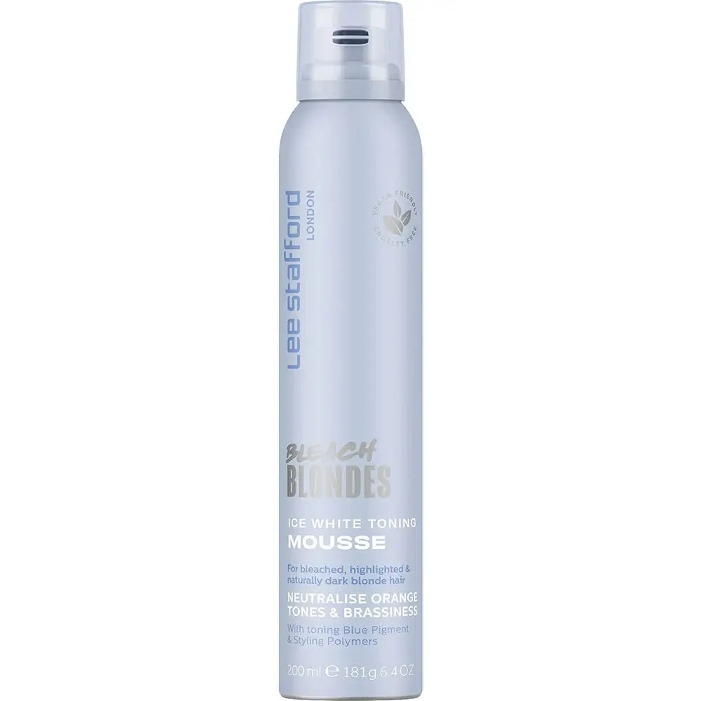 LEE STAFFORD Bleach Blondes Ice White Toning Mousse - Schaumfestiger mit blauen und violetten Pigmenten zur Neutralisierung unerwünschter Orangetöne und zur Erhaltung eines kühlen Blondtons - 200 ml