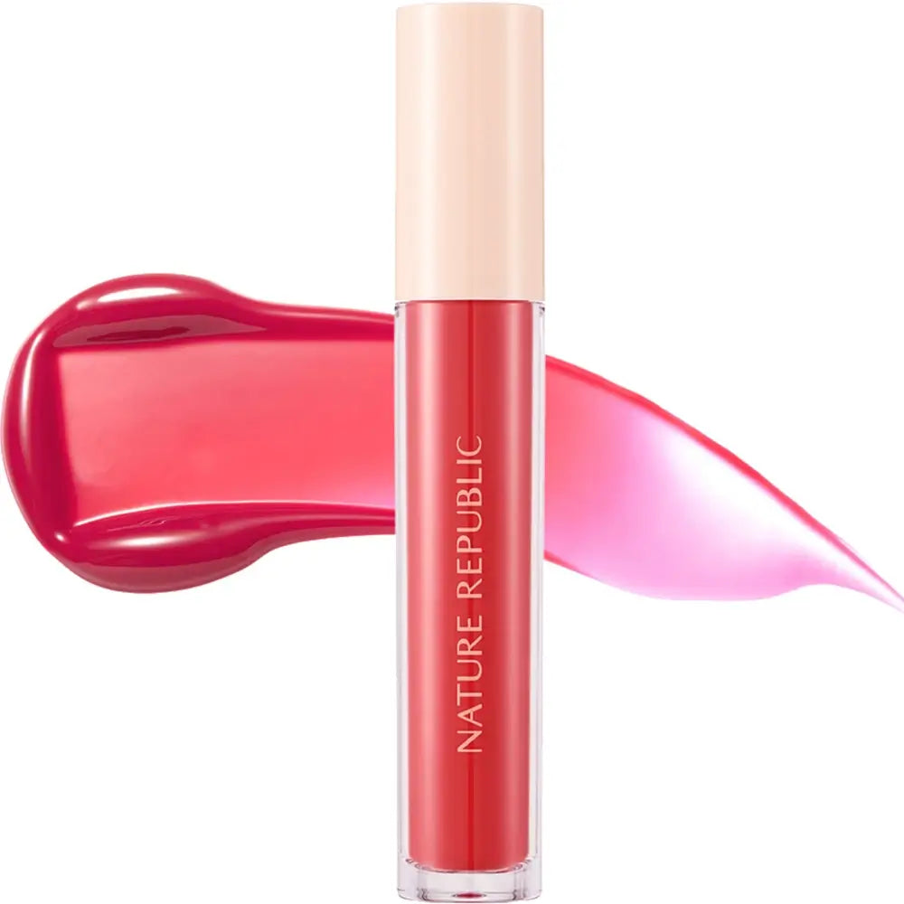 NATURE REPUBLIC By Flower Nuancier Gel für die Lippen 04 Lovey Pink - Intensive Feuchtigkeit und leuchtende Farbe, 4,5g