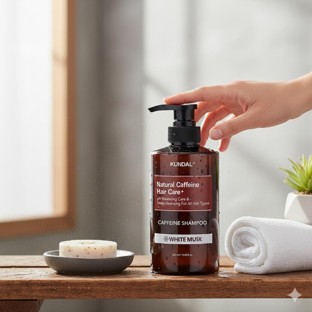 KUNDAL Natürliches Koffein Haarpflege - Shampoo mit Koffein und Salicylsäure (BHA) zur Kopfhautpflege und Stärkung des Haares - 500 ml