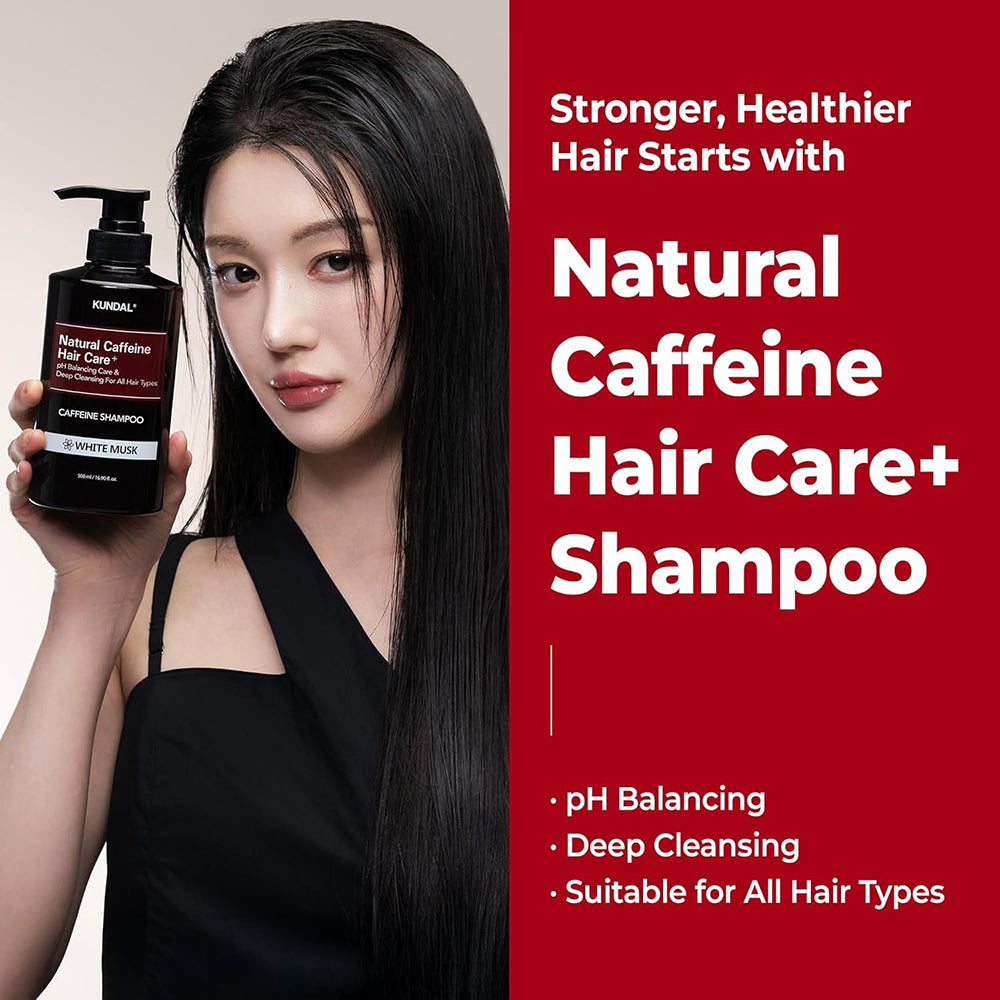 KUNDAL Natürliches Koffein Haarpflege - Shampoo mit Koffein und Salicylsäure (BHA) zur Kopfhautpflege und Stärkung des Haares - 500 ml