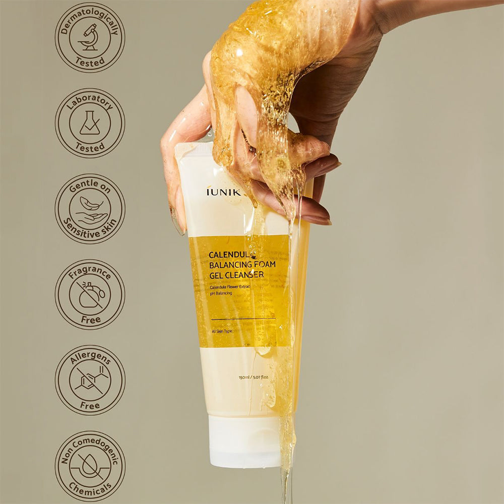IUNIK Calendula Ausgleichendes Schaum-Gel Reinigungsmittel 150 ml