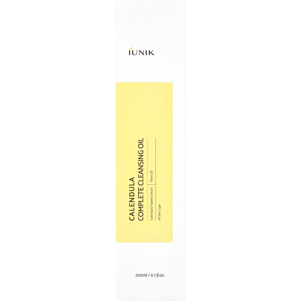 IUNIK Calendula Complete - Reinigungsöl mit Ringelblumenextrakt und reinen Pflanzenölen zur Tiefenreinigung und Beruhigung der Haut - 200 ml