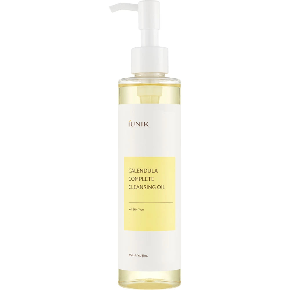 IUNIK Calendula Complete - Reinigungsöl mit Ringelblumenextrakt und reinen Pflanzenölen zur Tiefenreinigung und Beruhigung der Haut - 200 ml