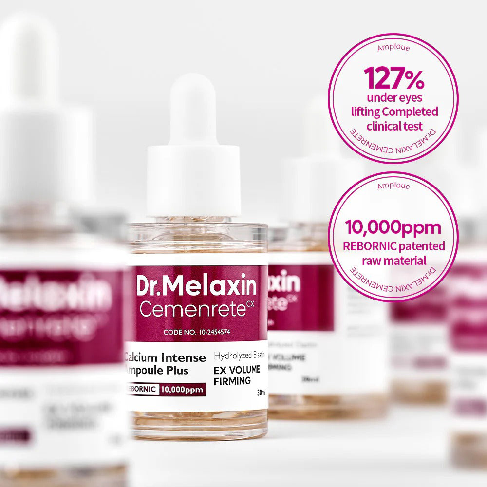 Dr. Melaxin Cemenrete Calcium Intense Ampoule Plus - Gesichtsserum mit Calciugluconat und Adenosin zur Stärkung der Hautstruktur und Verbesserung von feinen Linien - 30 ml