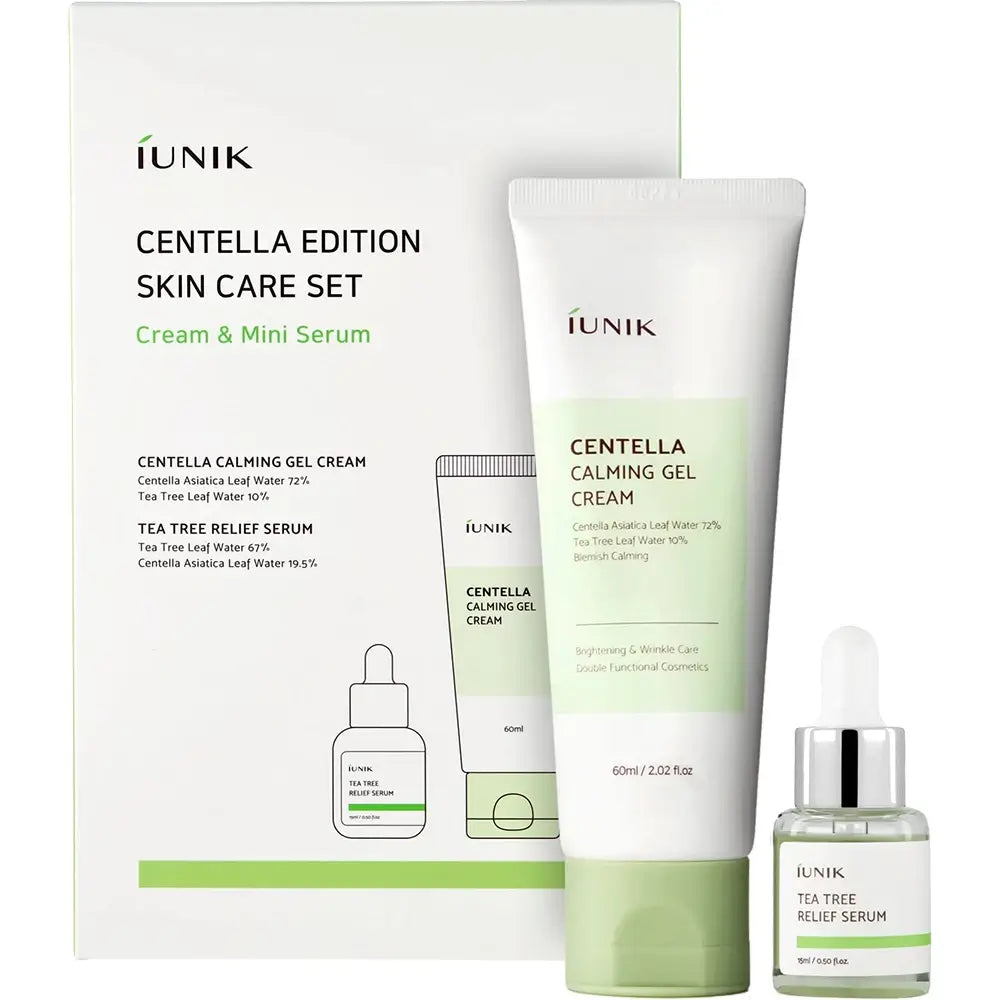 IUNIK Centella Edition Hautpflege - Set formuliert mit Centella Asiatica und Teebaumöl zur Beruhigung und Feuchtigkeitsversorgung der Haut, für ein glattes und geschmeidiges Aussehen