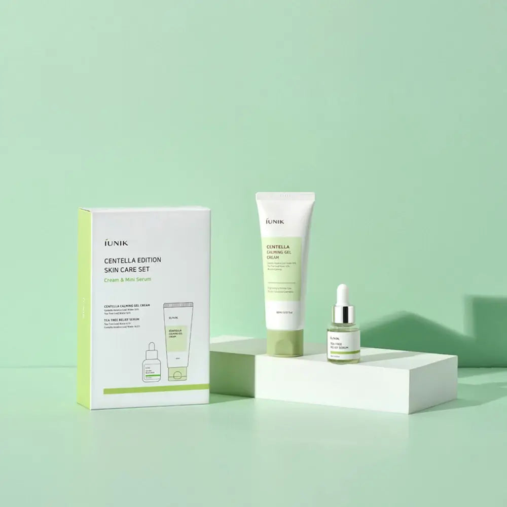 IUNIK Centella Edition Hautpflege - Set formuliert mit Centella Asiatica und Teebaumöl zur Beruhigung und Feuchtigkeitsversorgung der Haut, für ein glattes und geschmeidiges Aussehen