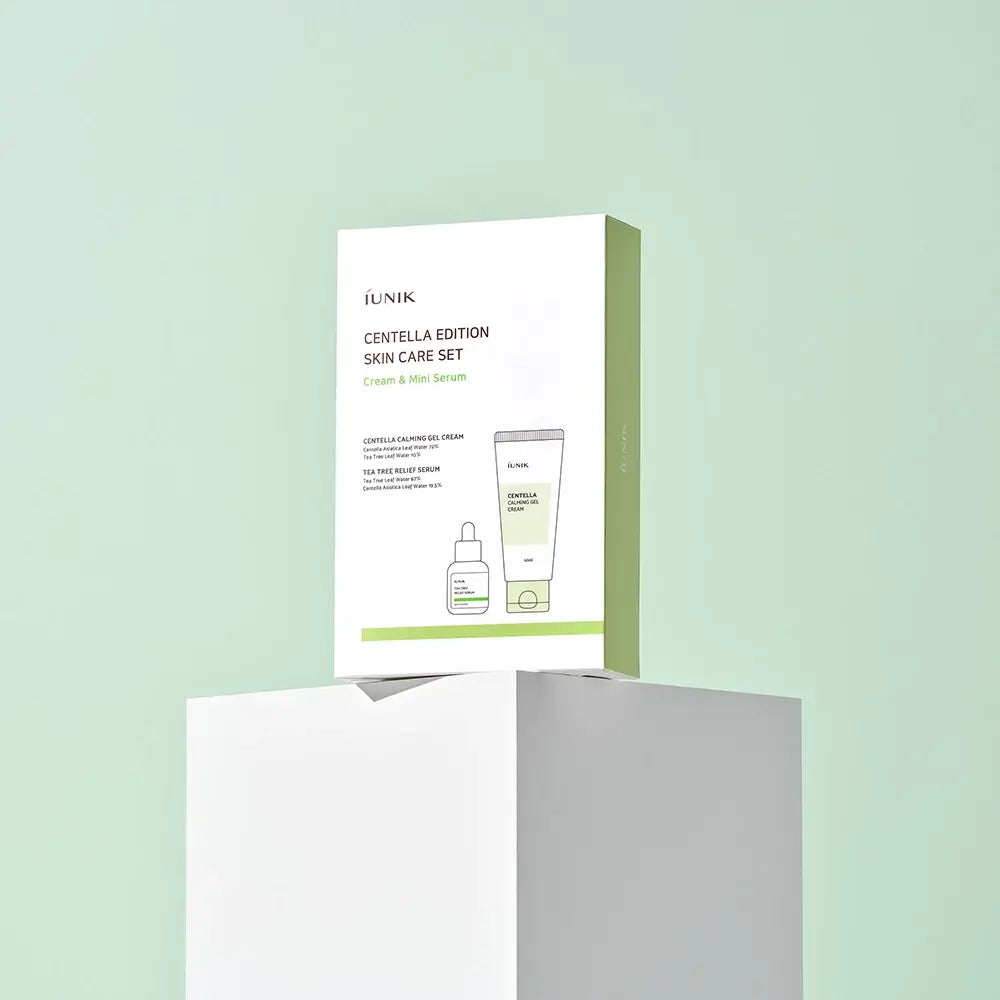IUNIK Centella Edition Hautpflege - Set formuliert mit Centella Asiatica und Teebaumöl zur Beruhigung und Feuchtigkeitsversorgung der Haut, für ein glattes und geschmeidiges Aussehen