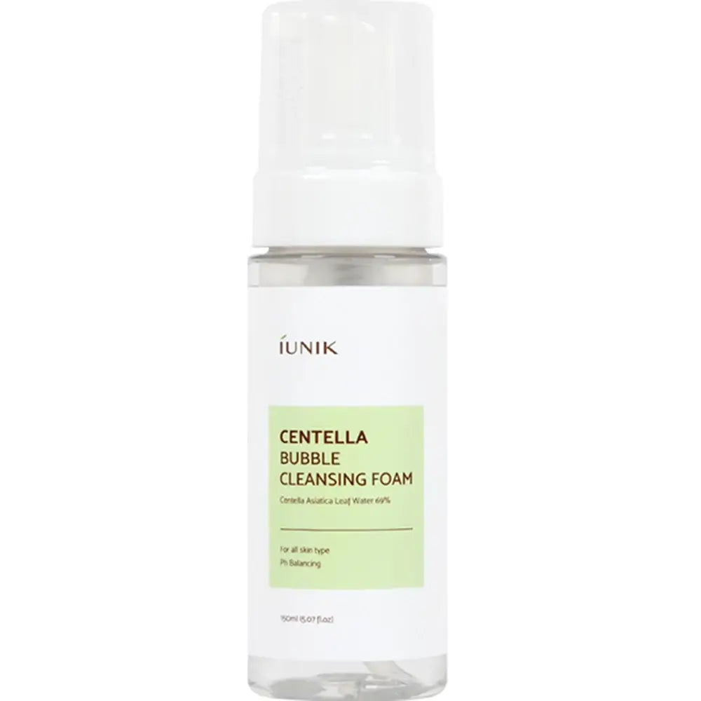 IUNIK Centella Bubble Cleanser Schaum - Reinigungsschaum mit Centella Asiatica Extrakt und Teebaumblattwasser formuliert, der dazu beiträgt, Make-up-Reste und Schmutz zu reinigen und den Haut-pH-Wert aufrechtzuerhalten - 150 ml