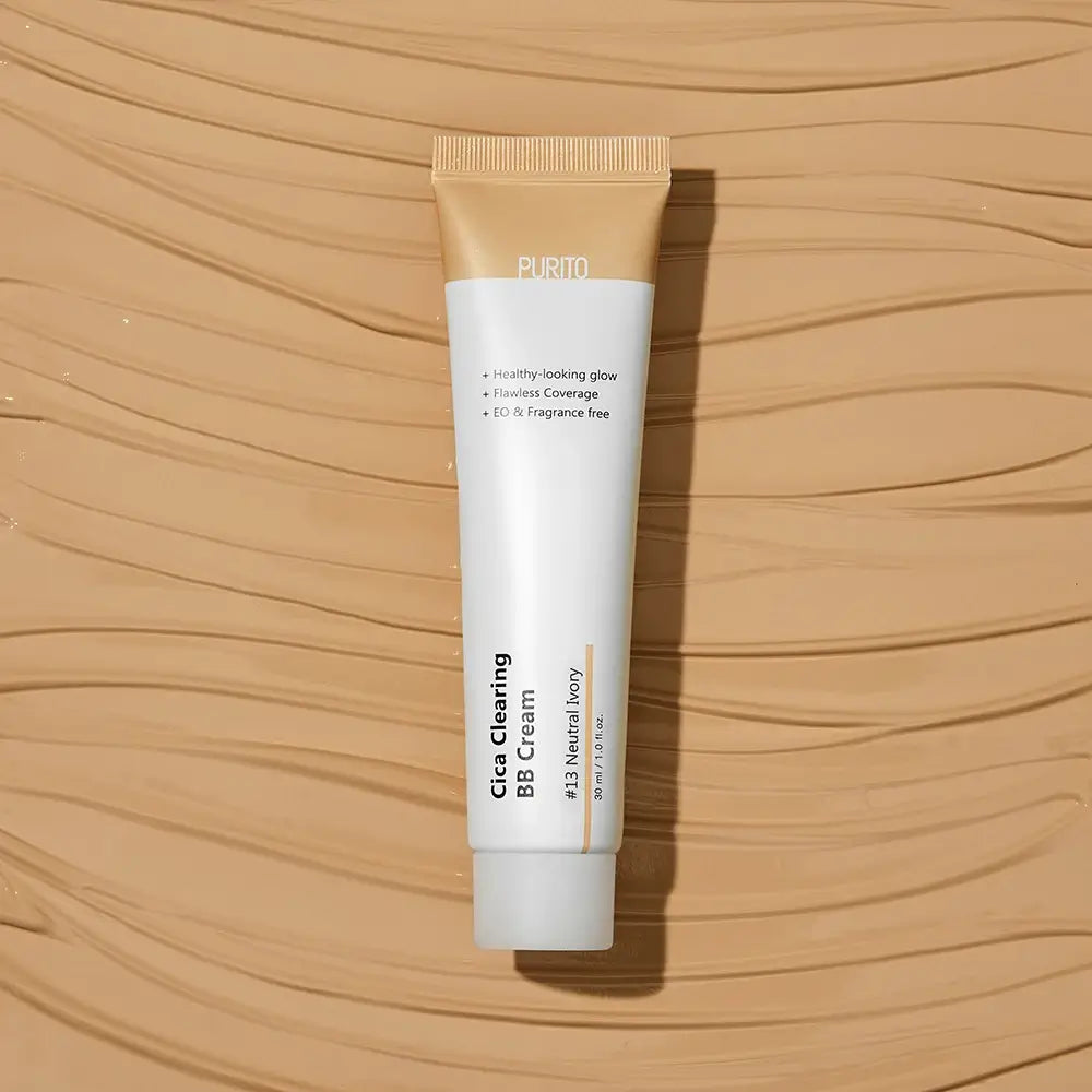 PURITO Cica Clearing BB Cream - Gesichtstönungscreme mit Centella Asiatica und Niacinamid, spendet Feuchtigkeit und pflegt die Haut - 30 ml - 13 Neutral Ivory