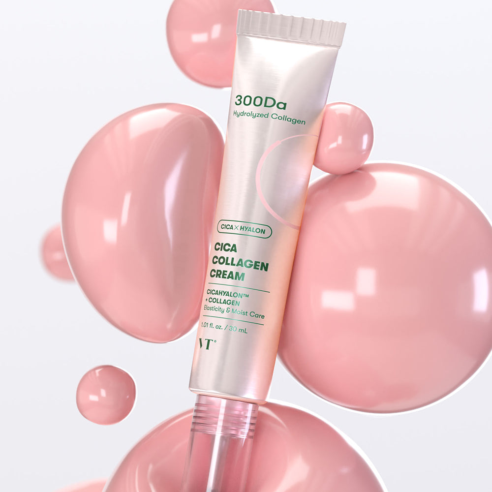 VT COSMETICS Cica Kollagen Creme 300Da - Gesichtscreme mit hydrolysiertem Kollagen 300Da und Hyaluronsäure zur Hautfeuchtigkeit und für Hautkomfort - 30 ml