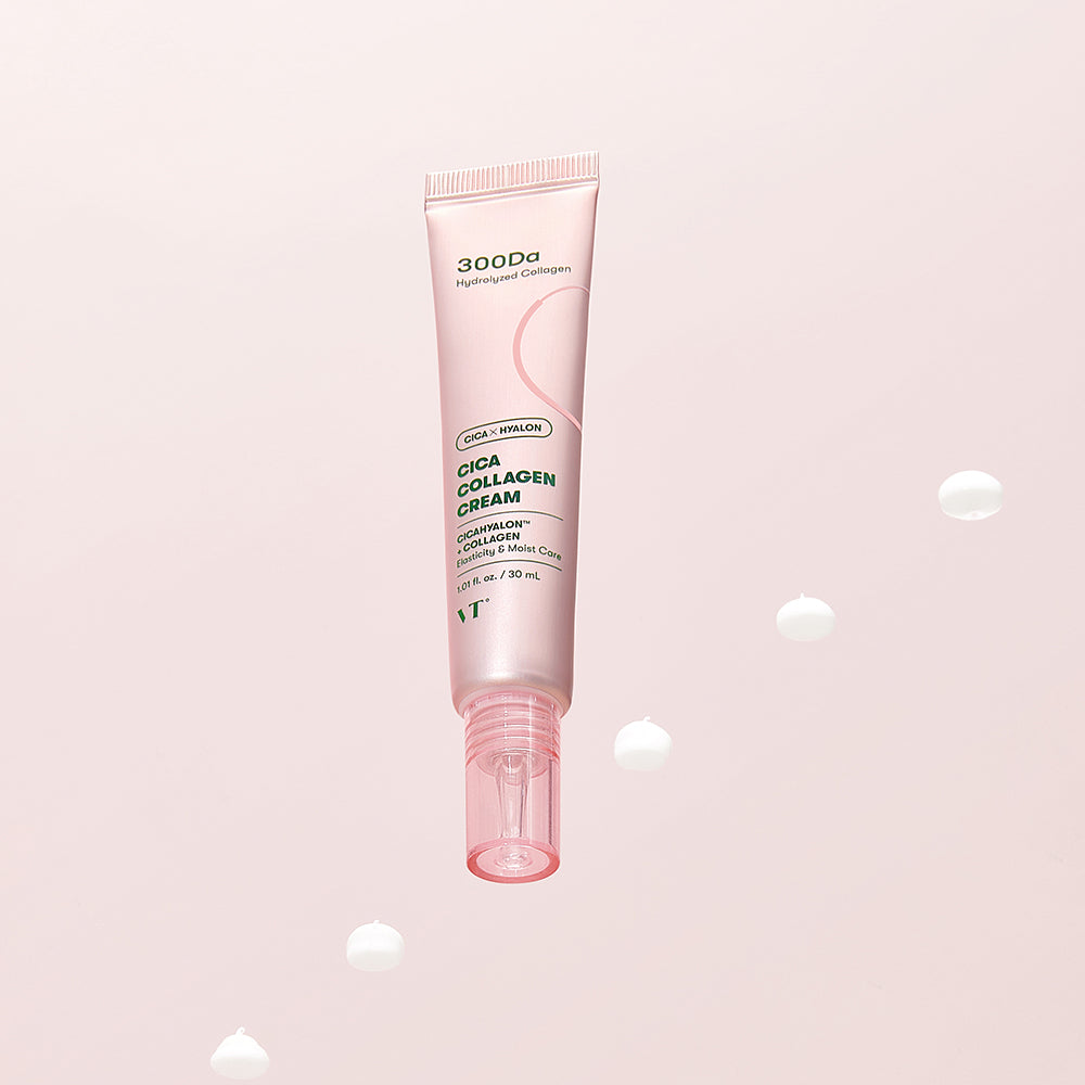 VT COSMETICS Cica Kollagen Creme 300Da - Gesichtscreme mit hydrolysiertem Kollagen 300Da und Hyaluronsäure zur Hautfeuchtigkeit und für Hautkomfort - 30 ml
