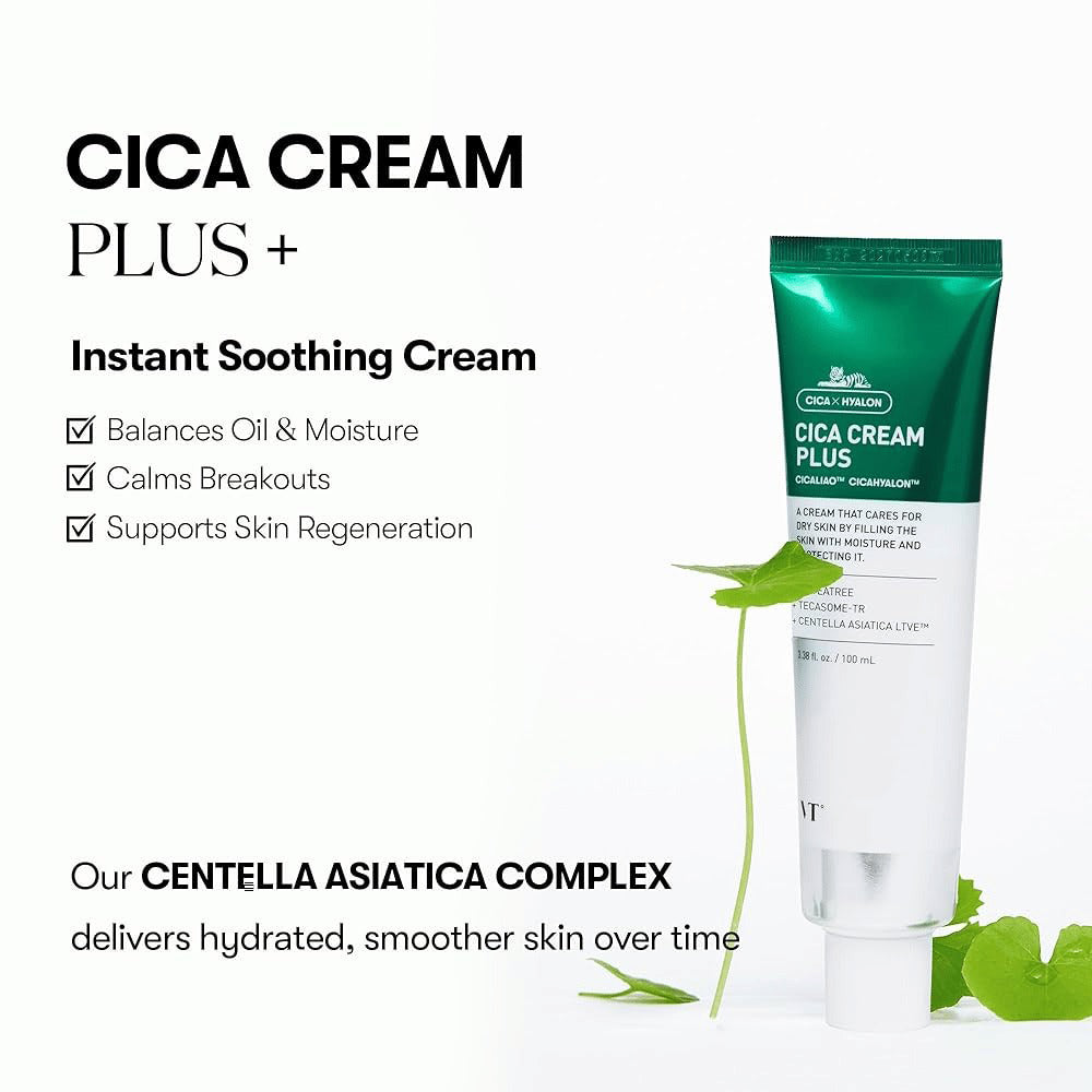 VT COSMETICS Cica Cream Plus - Feuchtigkeitsspendende Gesichtscreme mit Centella Asiatica Extrakt und Hyaluronsäure - 100 ml