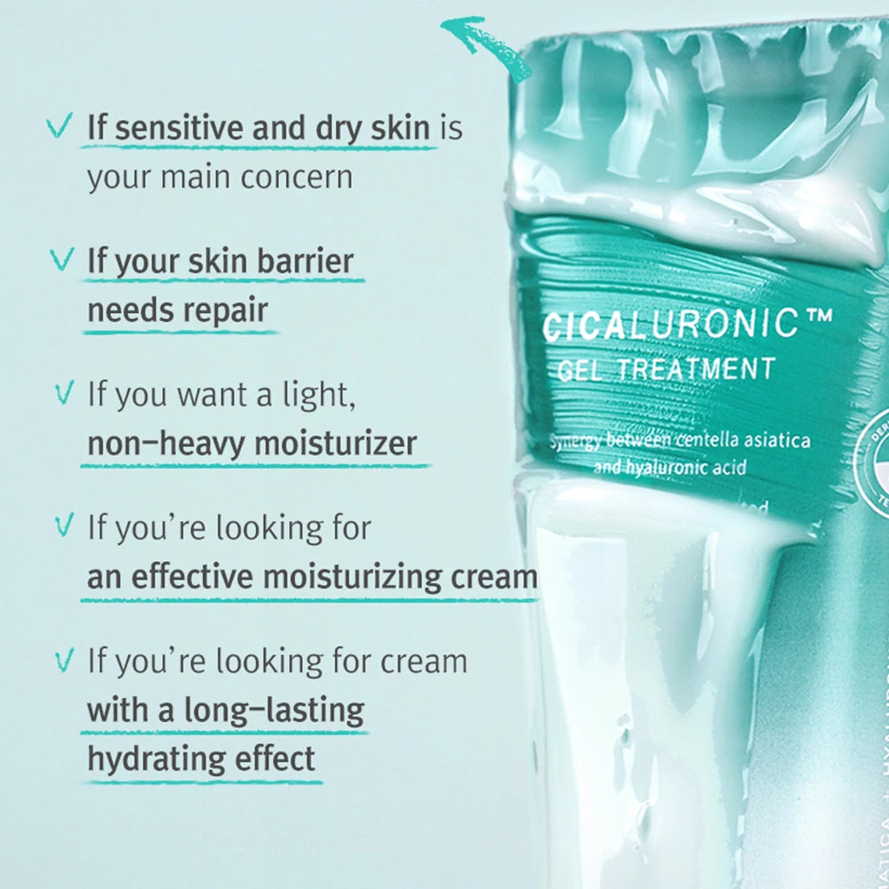 MIZON Cicaluronic Gel Treatment - Gesichtsbehandlungsgel mit Centella Asiatica und Hyaluronsäure mit mehreren Molekulargewichten, das hilft, empfindliche oder dehydrierte Haut zu beruhigen und den Hautkomfort zu erhalten - 50 ml