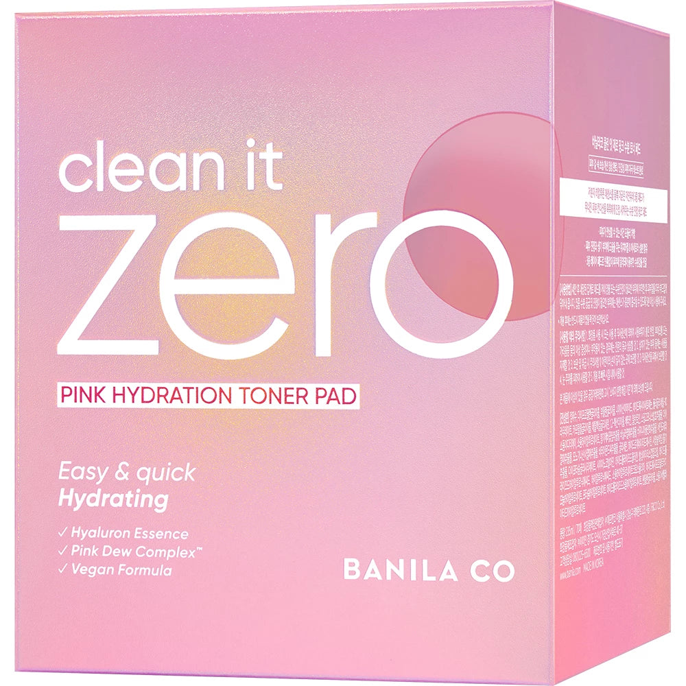 BANILA CO Clean it Zero Pink Hydrattion Toner Pad - Toner für das Gesicht mit Hyaluronsäure und Hamamelis-Extrakt, das zur Hautfeuchtigkeit und zum Hautkomfort beiträgt - 70 Stück