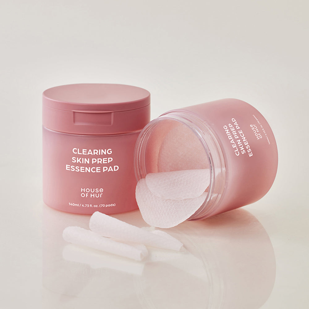 HOUSE OF HUR Clearing Skin Prep Essence Pad - toner de fata formulat cu AHA si BHA, care contribuie la curatarea in profunzime a pielii dupa spalare si la metinerea unui aspect proaspat - 70 buc