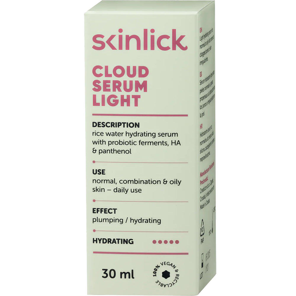 SKINLICK Cloud Serum Light - Gesichtsserum mit Reiswasser und Hyaluronsäure zur Hydratisierung und Aufpolsterung der Haut - 30 ml