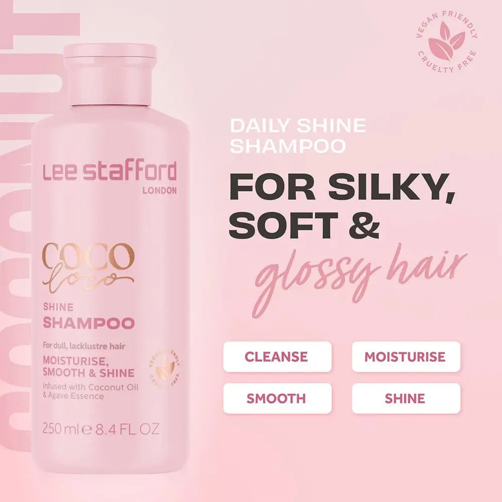 LEE STAFFORD Coco Loco Shine Shampoo - Shampoo mit Kokosöl und Agavendicksaft zur Feuchtigkeitspflege und Glanzsteigerung - 250 ml