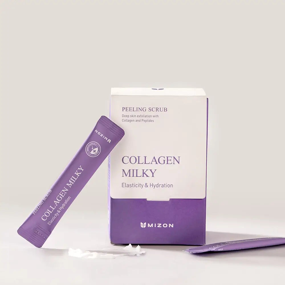 Mizon Kollagen Milch Peeling Peeling-Peeling 5g - Zarte Exfoliation und Intensive Feuchtigkeitsversorgung, 40 Stk