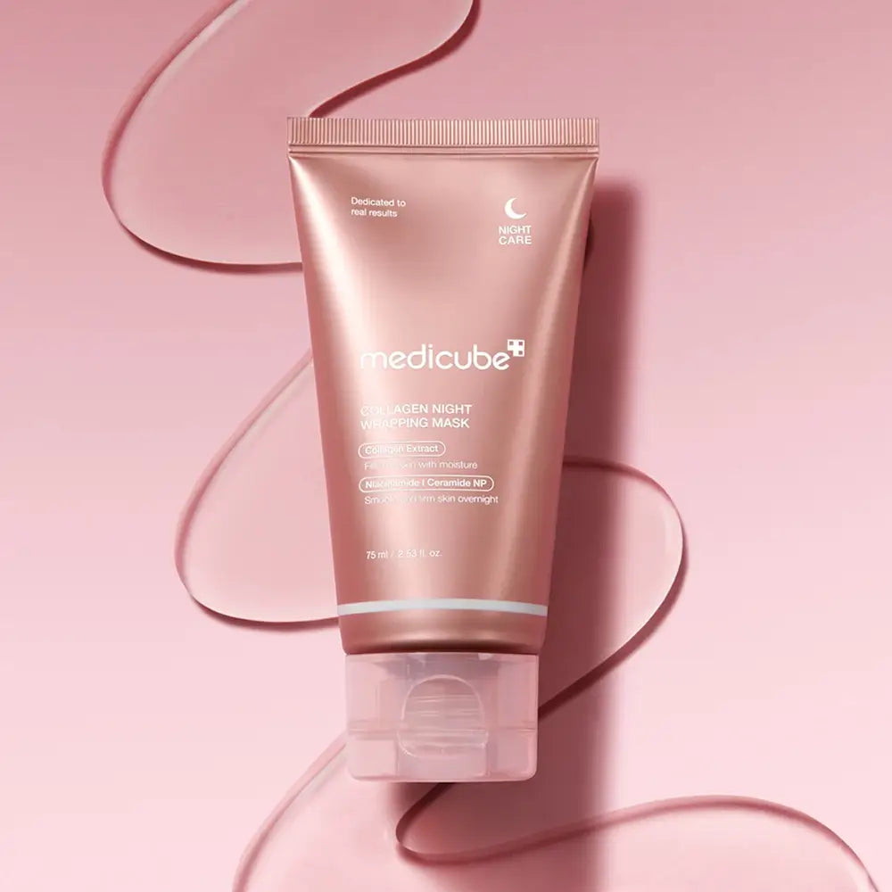 MEDICUBE Kollagen Nachtwickel-Maske - Gesichtsmaske mit Hyaluronsäure und Niacinamid, die zur Hautfeuchtigkeit und zum Ausgleich des Hauttons beiträgt - 75 ml